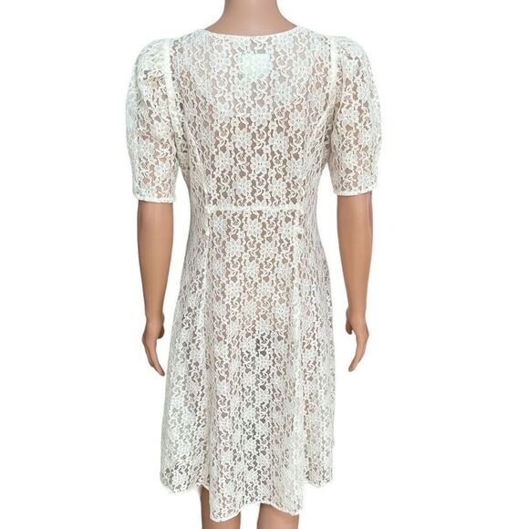 Amy Too! Vintage Ivory lace dress with pearl buttons size M - Picture 3 of 10